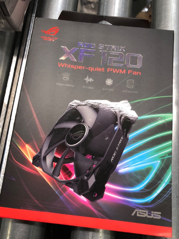 Photo 3 of ASUS ROG Strix XF120 Whisper-Quiet, 4-pin PWM Fan for PC Cases, Radiators or CPU Cooling (120mm, up to 400,000 Hours lifespan, Magnetic-Levitation, 1800RPM, 5 Years Warranty)