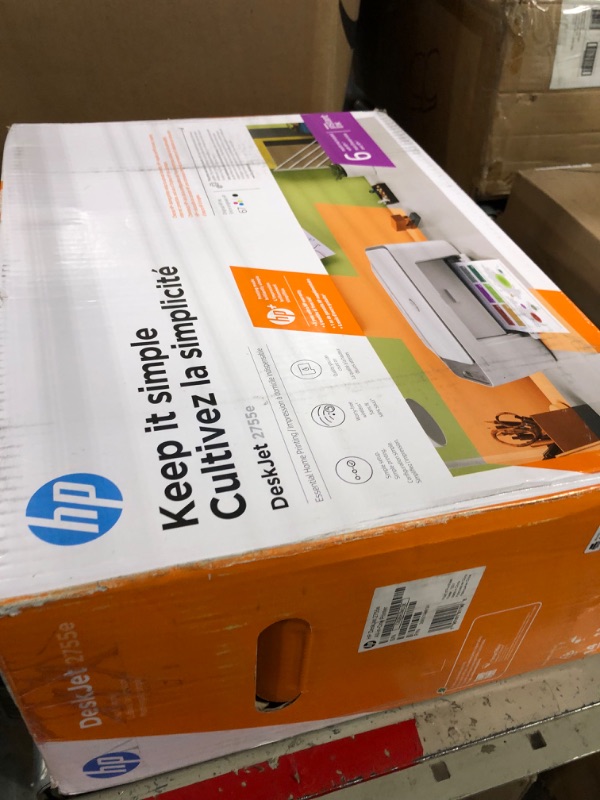 Photo 2 of HP DeskJet 2755e Wireless Color All-in-One Printer with bonus 6 months Instant Ink (26K67A), white