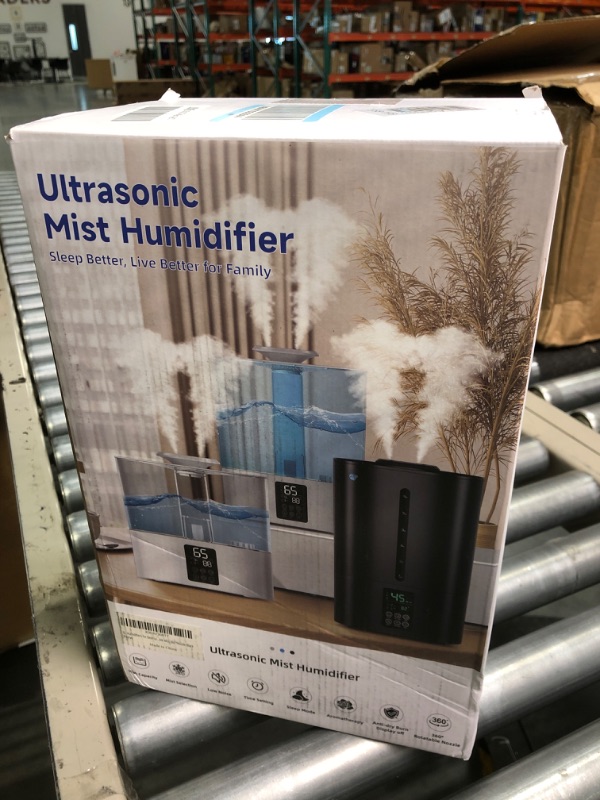 Photo 2 of 6L Humidifiers for Bedroom Large Room Home, Cool and Warm Humidifiers for Baby and Plants Mist Top Fill Desk Humidifiers Essential Oil Diffuser, Quiet Humidifiers with Adjustable Mist,360°Nozzle-Black Black 6L