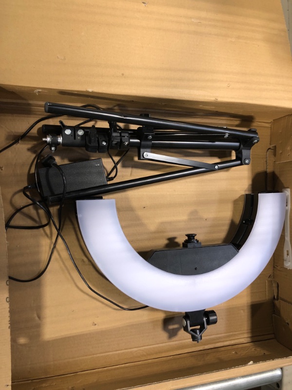 Photo 3 of NEEWER Ring Light 18inch Kit: 55W 5600K Professional LED with Stand and Phone Holder, Soft Tube & Bag for Tattoo Lash Extension Barber Makeup Artist Studio Video Photography Lighting, RL-18