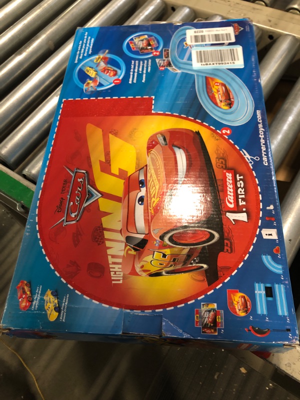 Photo 1 of Carrera First Disney/Pixar Cars - Slot Car Race Track - Includes 2 Cars: Lightning McQueen and Dinoco Cruz - Battery-Powered Beginner Racing Set for Kids Ages 3 Years and Up Disney Cars w/ Spinners