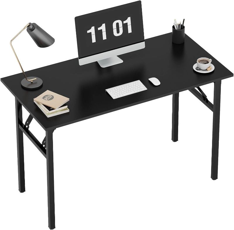 Photo 1 of Need 39.4 inches Computer Desk for Small Space Small Folding Table Small Writing Desk Compact Desk Foldable Desk with BIFMA Certification, No Install Needed, Black