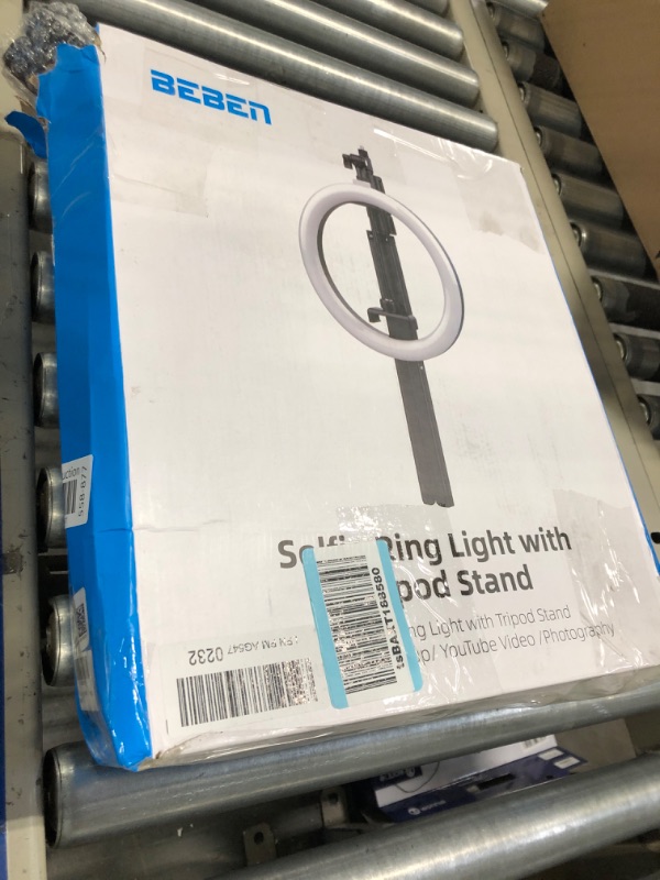 Photo 2 of 12" LED Selfie Ring Light with Tripod Stand and Phone Holder for iPhone Android, Circle Camera Halo Ringlight for Video Recording/Makeup/Live Stream, Color Range 3000K-6500K, 162Bulbs, 21"-66" Height
