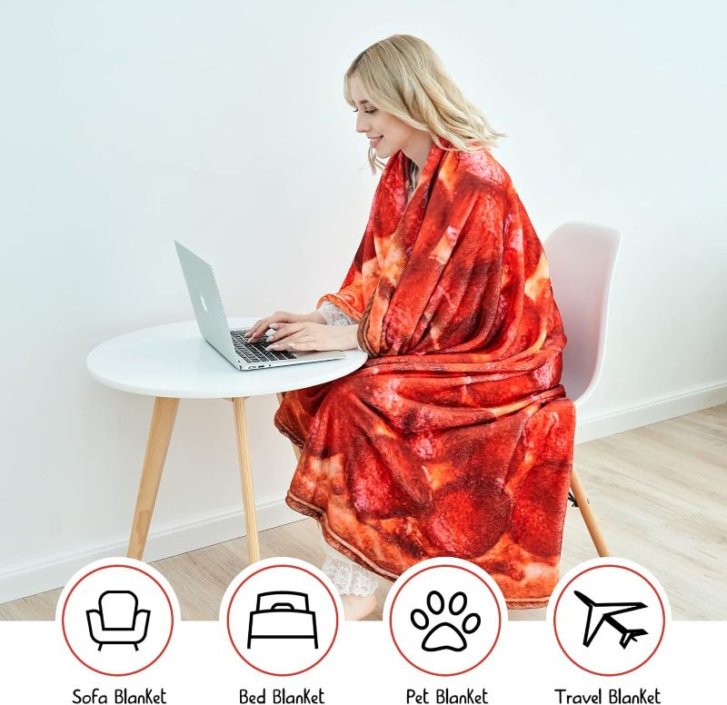 Photo 1 of CASOFU Tortilla Throw Blanket, Sherpa Salami Blanket, Giant Pizza Throw Blanket, Novelty Pizza Blanket for Your Family, Flannel Pizza Blanket.(Red Sherpa, 71 inches) 