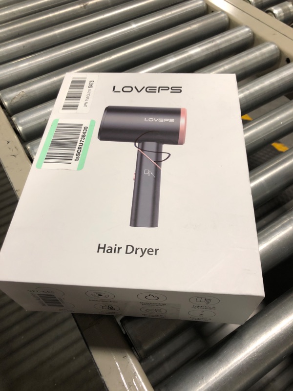 Photo 2 of LOVEPS Hair Dryer with Diffuser, 1800W Ionic Blow Dryer, Foldable Handle Travel Hair Dryer, Constant Temperature Hair Care Without Hair Damage Rose Gold