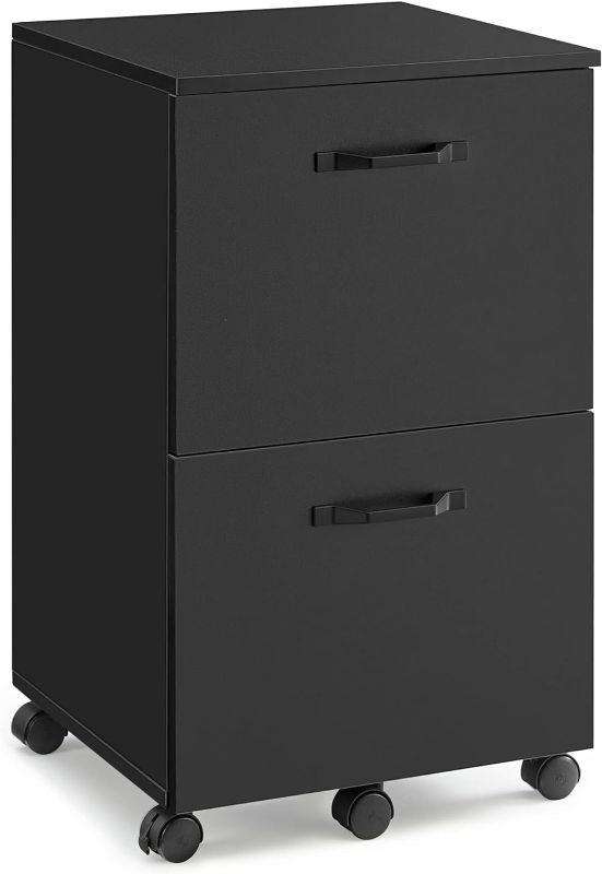 Photo 1 of GreenForest Wooden File Cabinet Drawer Lateral Filing Cabinet with Lock Mobile Printer Stand with Open Storage Shelves for Home Office Fits A4, Letter Size and File Folders, Black