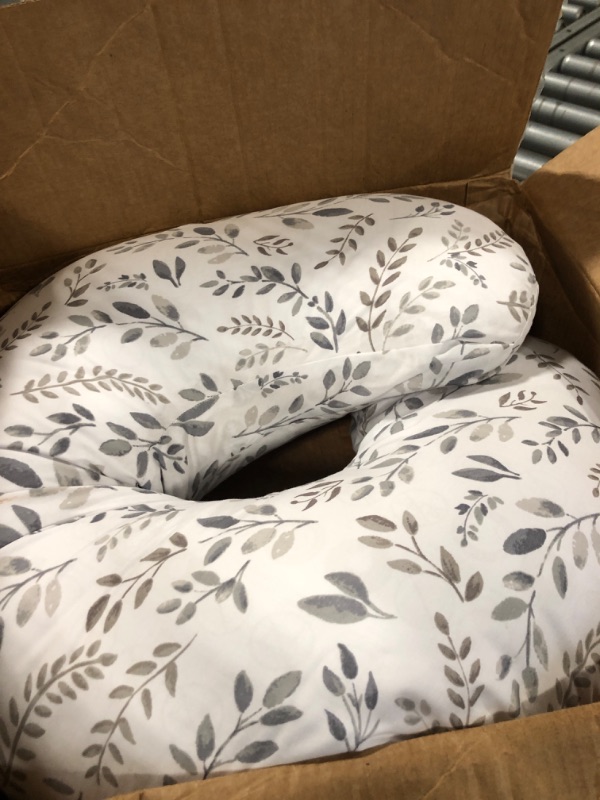 Photo 3 of Boppy Original Support Nursing Pillow, Gray Taupe Leaves, Ergonomic Breastfeeding, Bottle Feeding, and Bonding, Firm Hypoallergenic Fiber Fill, Removable Cover, Machine Washable