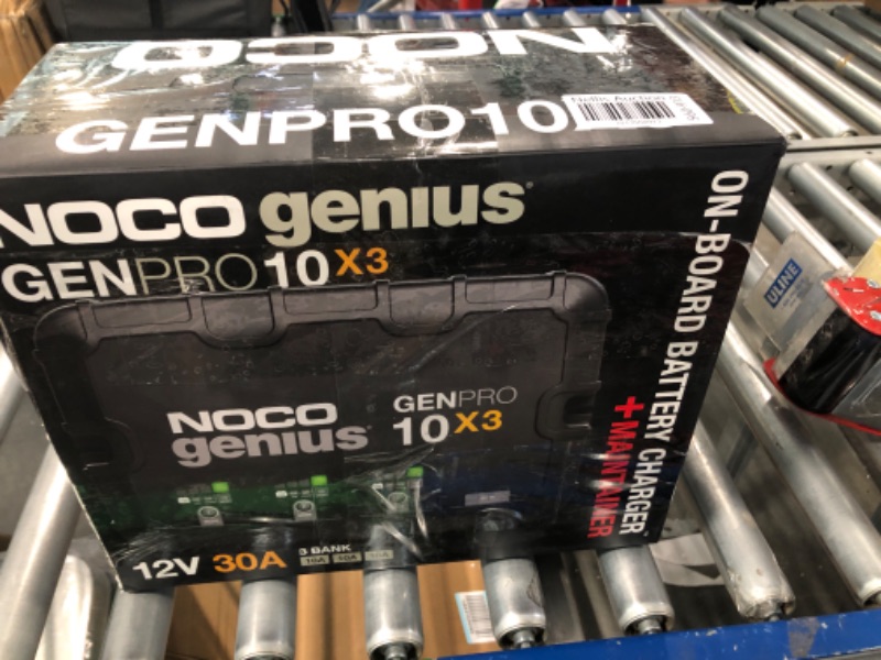 Photo 3 of NOCO Genius GENPRO10X3, 3-Bank, 30A (10A/Bank) Smart Marine Battery Charger, 12V Waterproof Onboard Boat Charger, Battery Maintainer and Desulfator for AGM, Lithium (LiFePO4) and Deep-Cycle Batteries