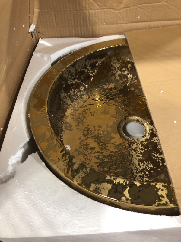 Photo 3 of Luxury Gold Vanity Sink Bowl Hand Paint Ceramic Wash Basin jdzjybqx for Bar And Small Cloakroom, 1 Bathroom Sink Only Modern Gold