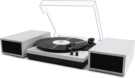 Photo 1 of LP&No.1 Record Player with External Speakers, 3 Speed Vintage Belt-Drive Vinyl Turntable with Bluetooth Playback & Auto-Stop Black Pearl Flash point Black