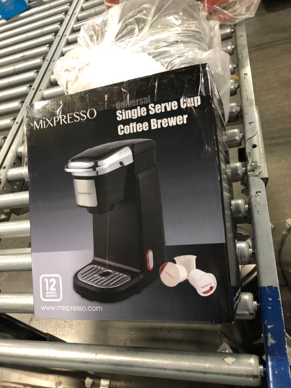 Photo 1 of Mixpresso Single Cup Coffee Maker | Personal, Single Serve Coffee Brewer Machine, Compatible with Single-Cups | Quick Brew Technology, Programmable Features, One Touch Function (Black)