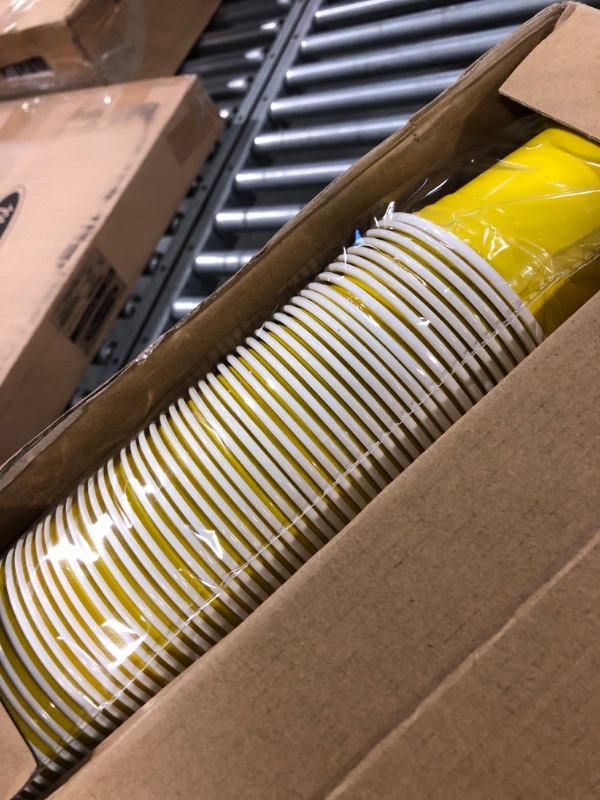 Photo 3 of 200 Pcs 12 oz Plastic Cups Heavy Duty Drinking Cups Disposable Cups Party Cups with Lines Beverage Drinking Cups for Birthday Party Camping Barbecues Indoor Outdoor Events Picnics (Yellow and White)