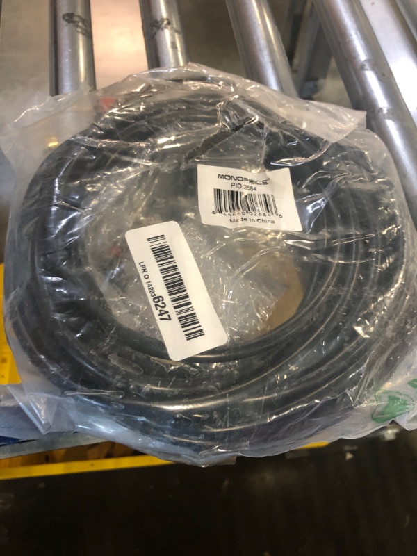 Photo 2 of Monoprice RG6 RCA - RG6/U 75ohm, CL2 Rated, Digital Coaxial Audio Cable,for S/PDIF, Digital Coax, Subwoofer & Composite Video, 50 Feet, Black 50ft Cable