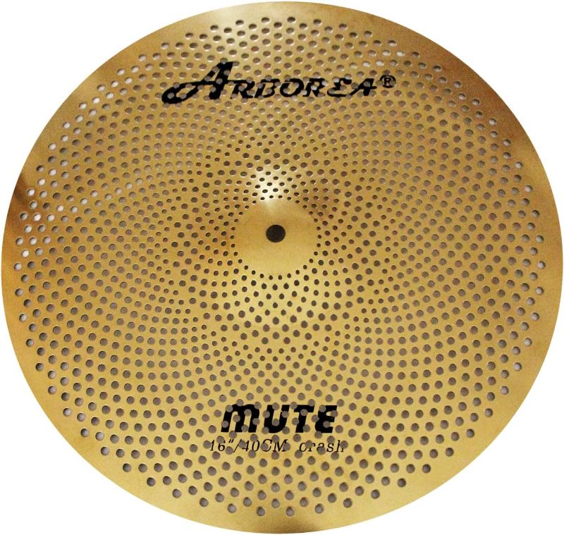 Photo 1 of Arborea Mute Cymbal Low Volume Crash Cymbal Golden 16 Inch Quiet Cymbal For Drmmer Practice (16“Crash)