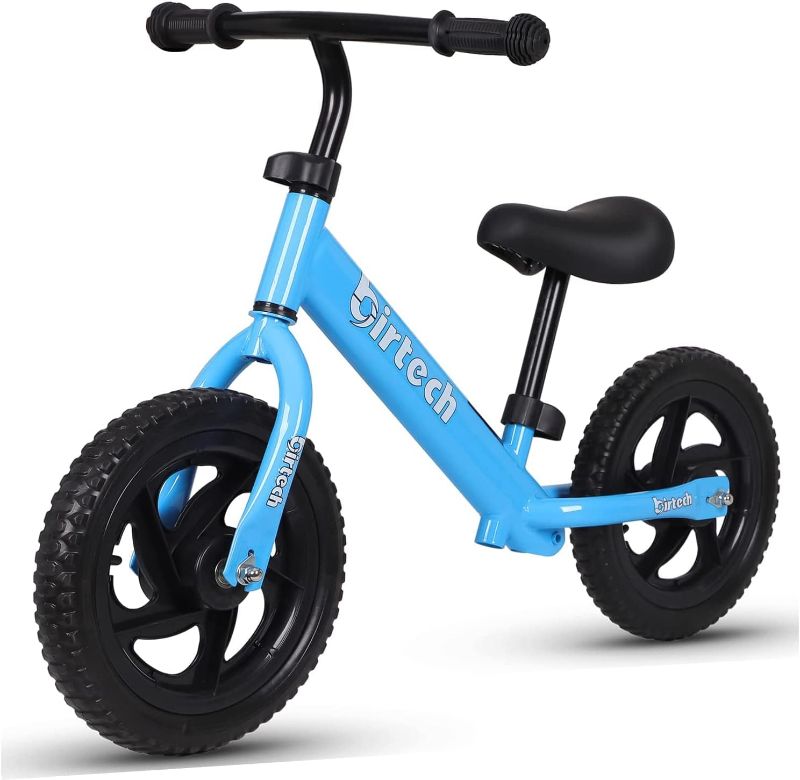 Photo 1 of Birtech Balance Bike for 2-5 Year Old, 12 Inch Toddler Bike No Pedal Training Bicycle with Adjustable Seat Height, Airless Tire (Light Blue)
