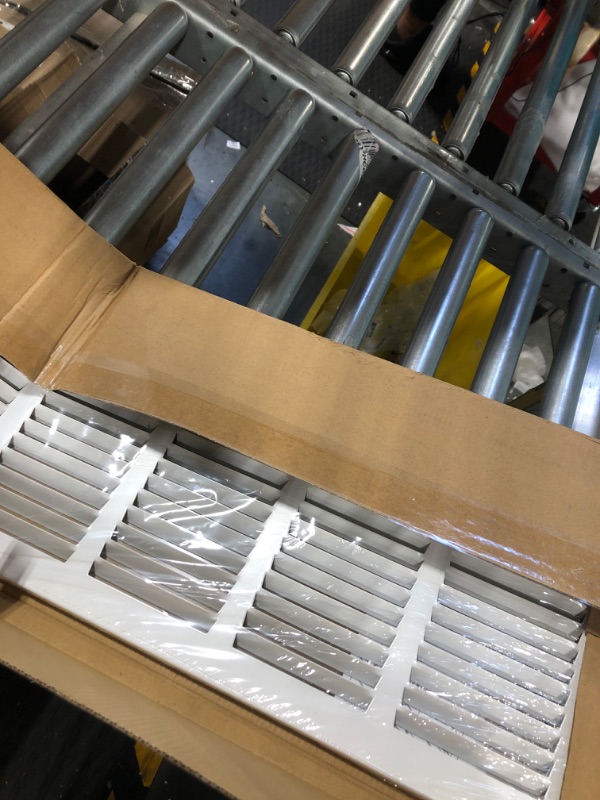Photo 3 of 32" x 8" Return Air Grille - Sidewall and Ceiling - HVAC Vent Duct Cover Diffuser - [White] [Outer Dimensions: 33.75w X 9.75" h] 32x8 White

*Needs to be unbent*