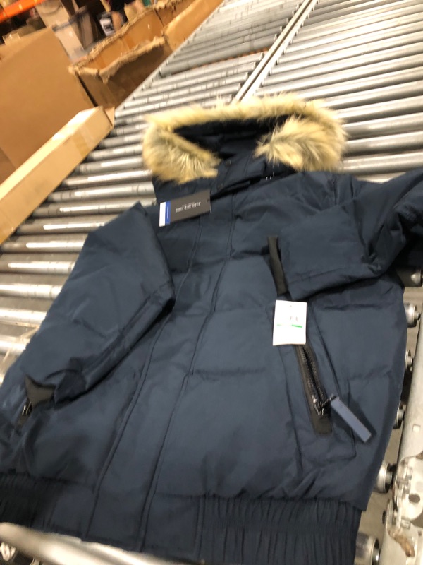 Photo 1 of Andrew Marc Men's Short Quilted Inner Bib Attached Umbra Down Bomber with Hybrid Down Fill Large Ink