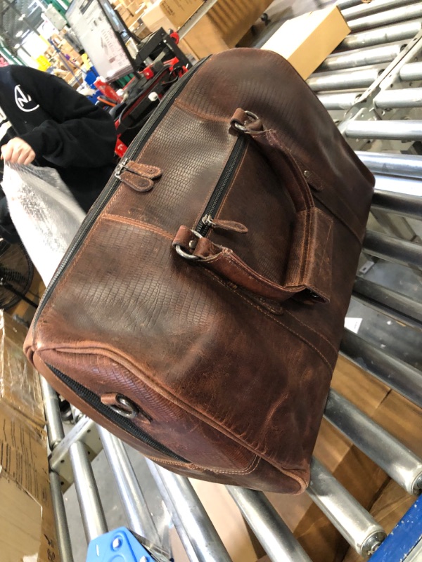 Photo 1 of Leather Travel Duffel Bag | Gym Sports Bag Airplane Luggage Carry-On Bag | Gift for Father's Day By Aaron Leather Goods