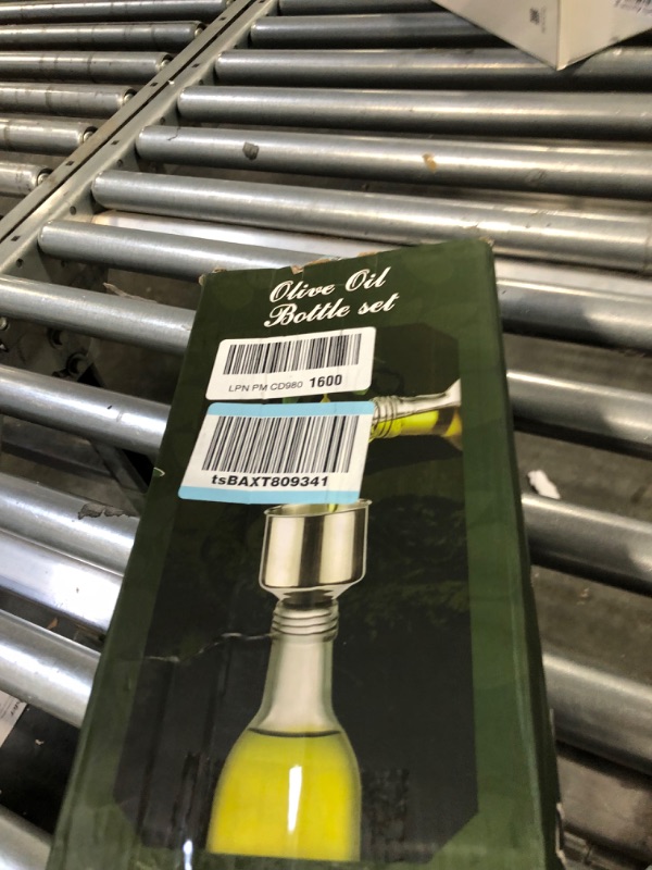 Photo 3 of [2 PACK]AOZITA 17 oz Glass Olive Oil Dispenser Bottle Set - 500ml Clear Oil & Vinegar Cruet Bottle with Pourers, Funnel and Labels - Olive Oil Carafe Decanter for Kitchen
