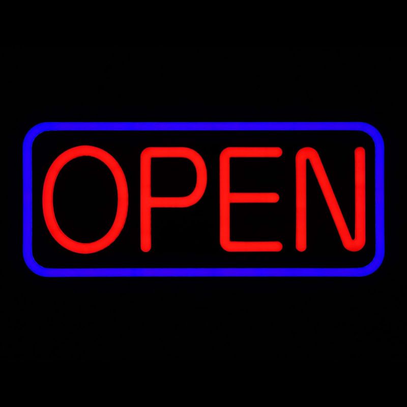 Photo 1 of LED Business Advertisement Open Sign - Electric Display Store Sign,21 x 10 inch (Larger Size) Steady Light for Business Storefront, Red/Blue