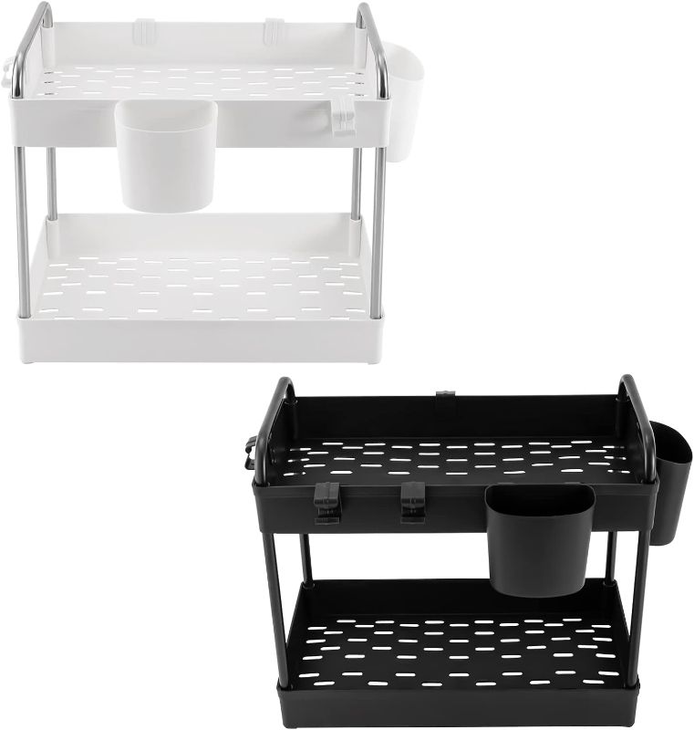 Photo 1 of 2-Tier Under Sink Organizer, Detachable Multi-Purpose Under Sink Storage Shelf, Bathroom Organizer Under Sink With Sturdy Stainless Steel, And Two Trays(Black)
**DOESNT COME WITH ACCESSORY HOLDER**