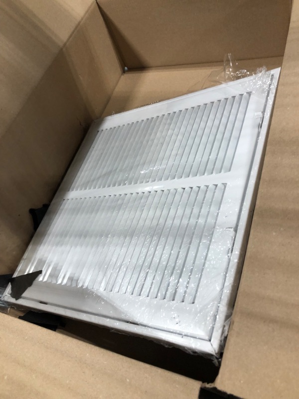 Photo 3 of 14" X 14" Steel Return Air Filter Grille for 1" Filter - Easy Plastic Tabs for Removable Face/Door - HVAC DUCT COVER - Flat Stamped Face -White [Outer Dimensions: 15.75w X 15.75h] White 14 X 14