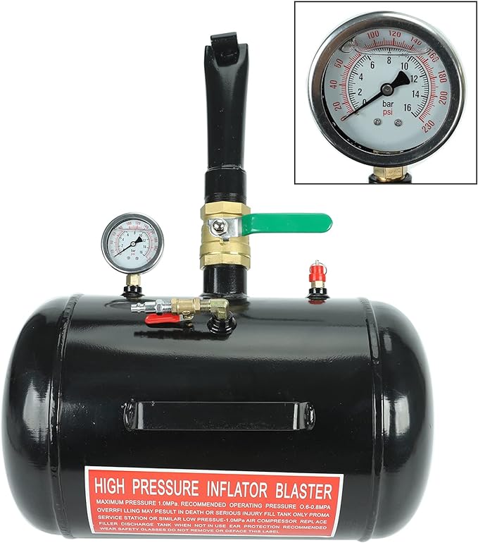 Photo 1 of BLACKHORSE-RACING 5 Gallon Air Tire Bead Seater - 145PSI Blaster Tool Seating Inflator w/Gauge Car Truck ATV Tank Heavy Duty - Black