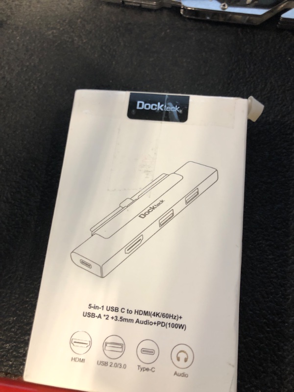 Photo 1 of iPad Pro USB C Hub Multiport Adapter - Dockteck USBC Hub 5 in 1 with 100W PD, 4K 60Hz HDMI, Audio, USB 3.0, USB C Dock with Magnetic Grip for iPad Pro 12.9 2021 2020 2018, iPad Air, iPad Mini 6