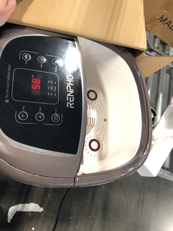 Photo 1 of RENPHO Foot Spa Bath Massager, Motorized Foot Spa with Heat and Massage and Jets,Powerful Bubble Jets with Infrared,Shiatsu Foot Spa Massager Corn Rollers,Relieve Feet Muscle Pain Brown