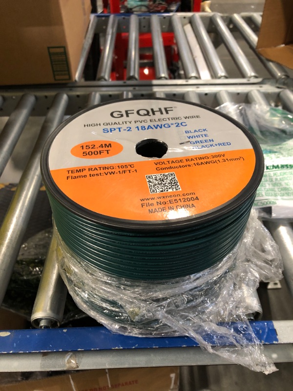 Photo 1 of GFQHF 500FT Green SPT-2 Zip Cord Wire 18/2 Extension Electrical Cable, UL Listed 18 Gauge Wire, Work with SPT-2 Vampire Plug spt-2 green