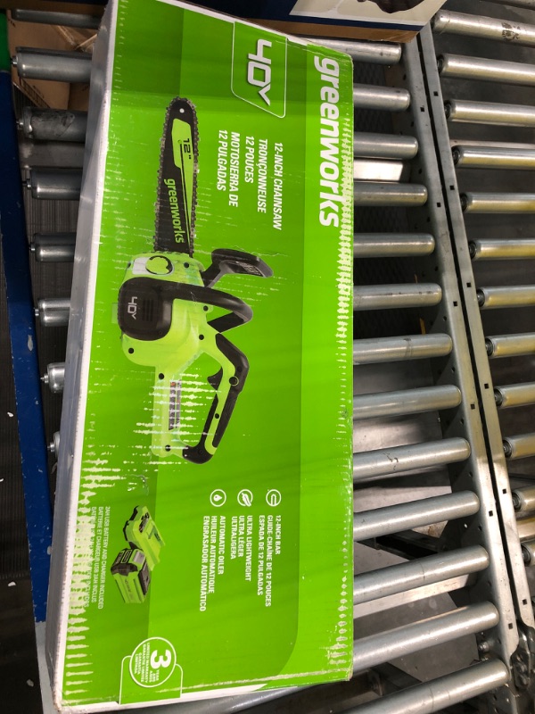 Photo 2 of Greenworks 40V 12" Cordless Compact Chainsaw (Great For Storm Clean-Up, Pruning, and Camping), Tool Only 12" (Tool Only) Gen 2 Chainsaw