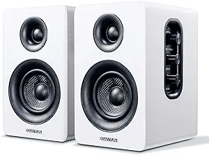 Photo 1 of Sanyun SW208 3" Active Bluetooth 5.0 Bookshelf Speakers – 60W Carbon Fiber Speaker Unit - Built-in 24bit DAC - Dynamic 3D Surround Sound – 2.0 Computer PC Monitor Gaming Speakers (Pair, Black) 3inch Black