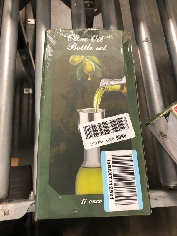 Photo 4 of [2 PACK]AOZITA 17 oz Glass Olive Oil Dispenser Bottle Set - 500ml Clear Oil & Vinegar Cruet Bottle with Pourers, Funnel and Labels - Olive Oil Carafe Decanter for Kitchen