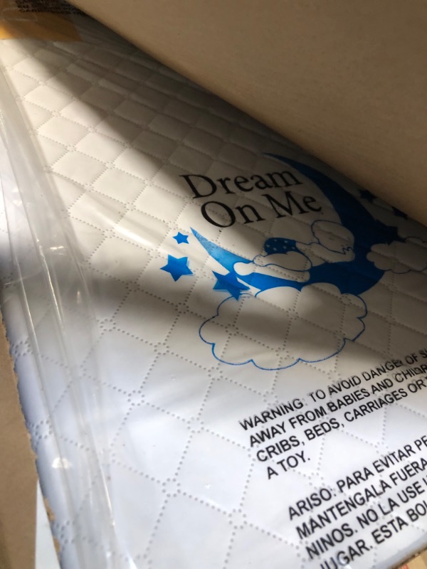 Photo 2 of Dream On Me Holly 3” Fiber Portable, Greenguard Gold Certified, Waterproof Vinyl Cover, Lightweight Mini Crib Mattress, White