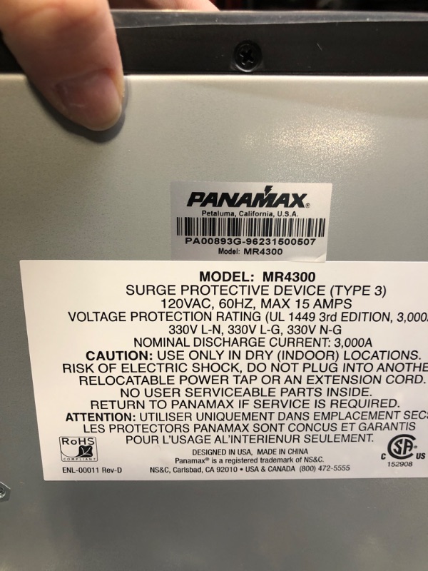 Photo 6 of Panamax MR4300 Power Line Conditioner and Surge Protector