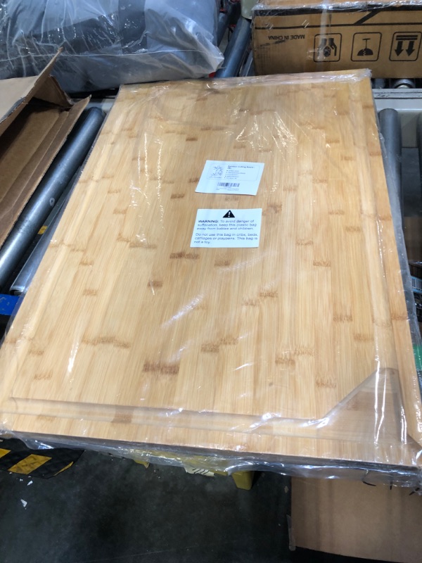 Photo 3 of 30 x 20 Extra Large Bamboo Cutting Board for Kitchen, Cutting Board Stove Top Cover, Butcher Block Chopping Board with Handle and Juice Groove, Large Charcuterie Board, Over the Sink Cutting Board 30" X 20"
