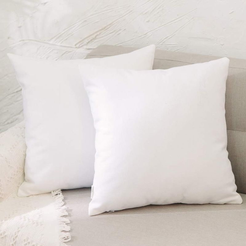 Photo 1 of  2 Piece Pure White Pillow Cover Faux Linen Square Decorative Throw Cushion Case Pillowcase with Smooth Hidden Zipper for Car 24" x 24 "