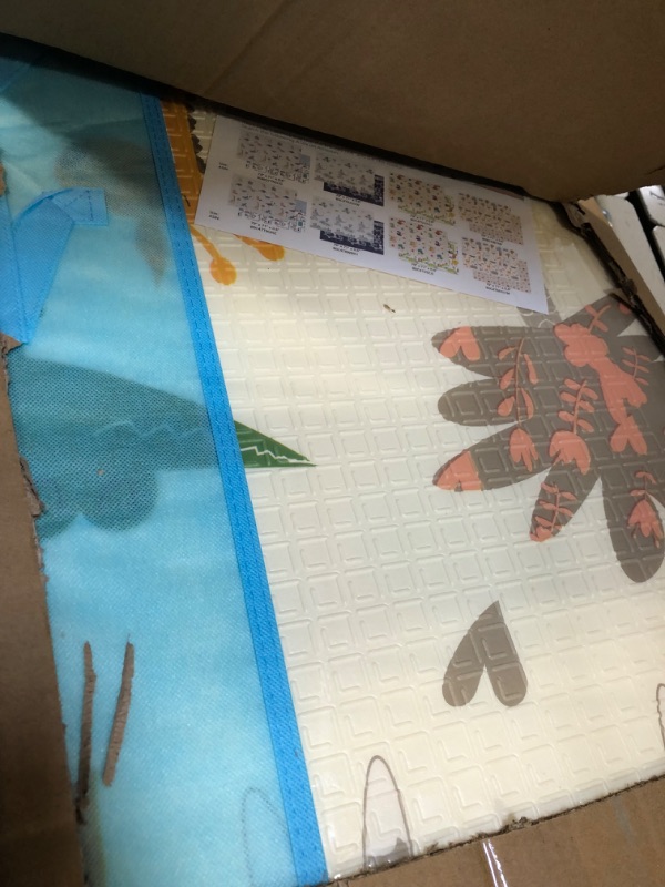 Photo 1 of 79"x71" Baby Floor Play Mat, 0.4" Thicker XPE Foam Foldable Waterproof Playmat for Infants Babies from Newborns to Toddlers, Crawl to Walk, Reversible & Portable Baby Mat (Forest & Animals) Forest 77.5" x 70" x 0.4"