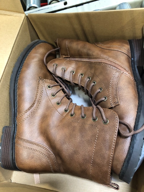 Photo 2 of Amazon Essentials Women's Lace-Up Combat Boot 9 Cognac