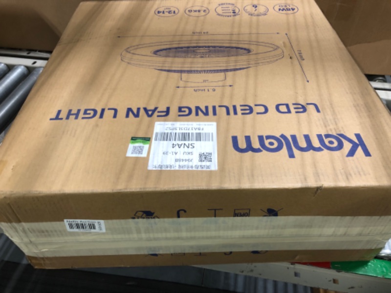 Photo 1 of KAMLAM 24" Low Profile Ceiling Fan with Light, Modern Flush Mount Ceiling Fans with Light and Remote, Smart Enclosed Bladeless Ceiling Fan with 3 Color Light 6 Speeds Reversible Timing, App Controll 24" Ceiling Fan with Light -- Silver