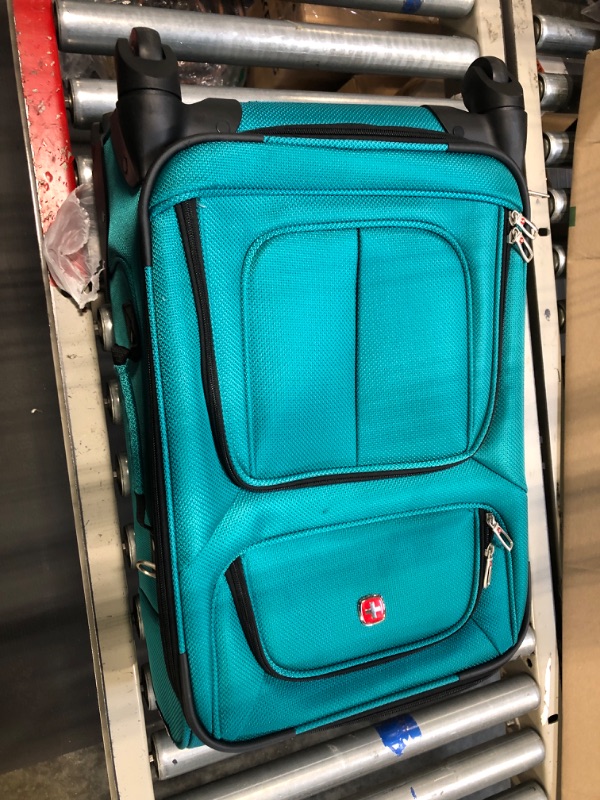 Photo 3 of SwissGear Sion Softside Expandable Roller Luggage, Teal, Carry-On 21-Inch