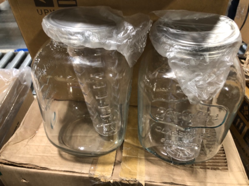 Photo 3 of 2 Pack 1 Gallon Glass Large Mason Jars Wide Mouth with Airtight Metal Lid, Safe for Fermenting Kombucha Kefir Kimchi, Pickling, Storing and Canning, Dishwasher Safe, Made in USA By Kitchentoolz White Lid