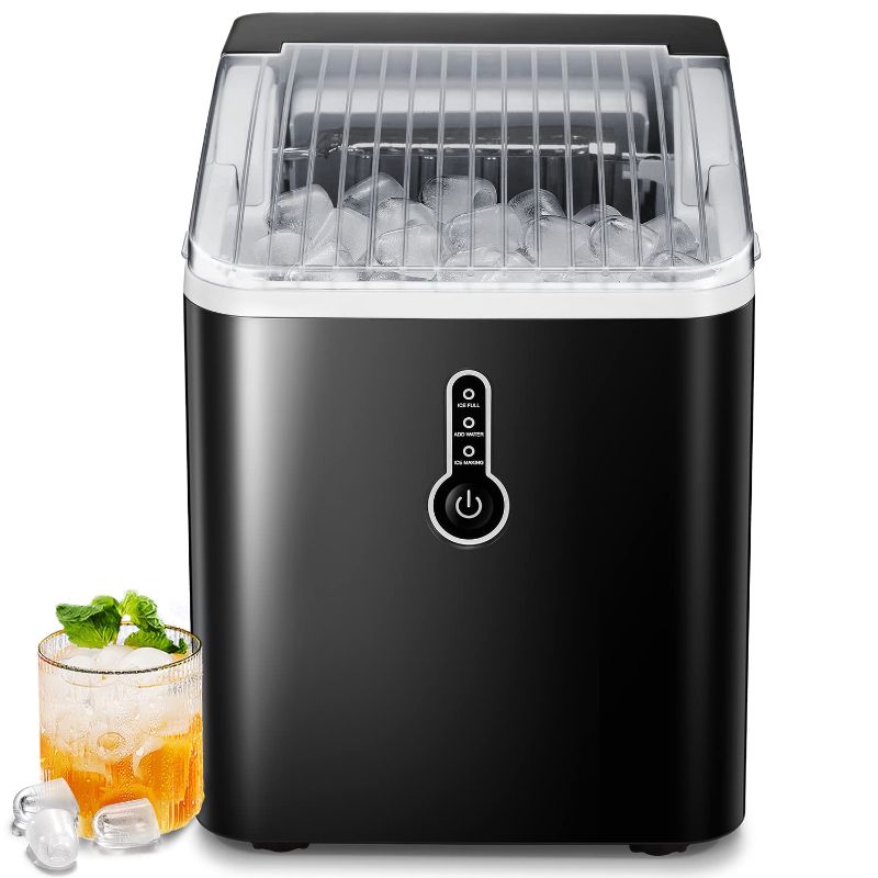 Photo 1 of ZAFRO Ice Maker Countertop with Self-Cleaning, 26Lbs/24Hrs, 9 Cubes Ready in 8 Mins, One-Click Operation, Compact Portable Ice Maker with Ice Scoop/Basket for Home/Kitchen/Office/Bar, Black