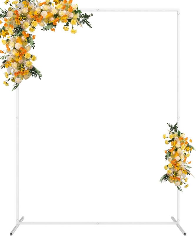 Photo 1 of 6.6FT x 5.2FT White Wedding Arches for Ceremony Rectangular Metal Balloon Arch Stand Kit Garden Floral Square Arch Frame Background for Anniversary Birthday Party Bridal Shower Decoration Home Decor