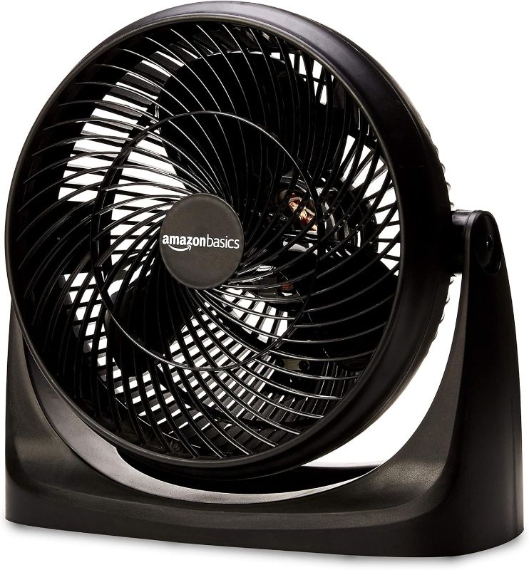 Photo 1 of Amazon Basics 3 Speed Small Room Air Circulator Fan, 11-Inch, Blade, Black, 7.6"D x 14.8"W x 14.1"H
