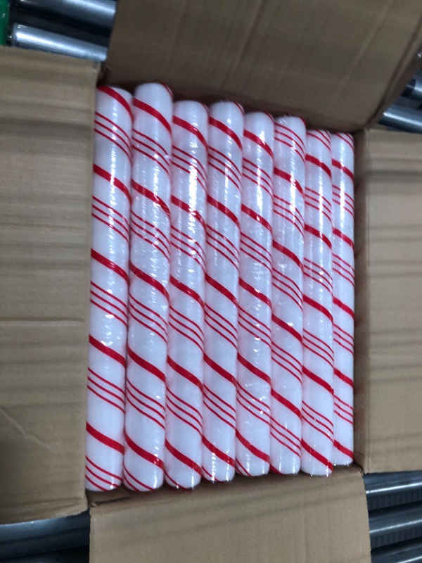 Photo 3 of Hiboom 16 inch Christmas Glow Sticks Bulk Candy Cane Foam Glow Sticks Flashing 3 Lighting Modes Led Cheer Stick for Christmas Glow in The Dark Party Supplies Favors Wedding Props Kids Adults(50 Pcs)