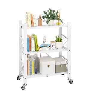Photo 1 of ALANNG Metal Shelves for Storage on Wheels, Storage Shelves Heavy Duty for Garage Kitchen Basement, 5 Tier Utility Shelf Microwave Cart, Collapsible White Shelving Unit White 5 shelf