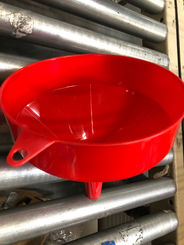 Photo 2 of King Kooker 8" Plastic Cooking Oil Funnel with Attached Reusable Stainless Steel Mesh Filter