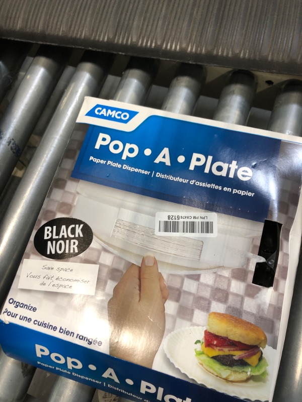 Photo 2 of Camco 9-inch Pop-A-Plate Plastic Plate Dispenser | Ideal for Compact Spaces, RVs and Trailers | Mounts Under Cabinets or Shelves | Black (57006)