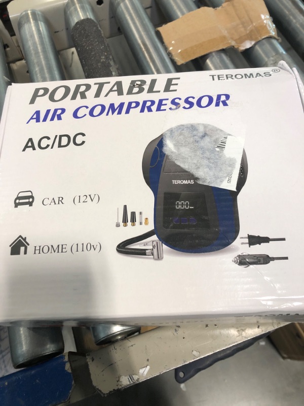 Photo 1 of TEROMAS Tire Inflator Air Compressor, Portable DC/AC Air Pump for Car Tires 12V DC and Other Inflatables at Home 110V AC, Digital Electric Tire Pump with Pressure Gauge Blue